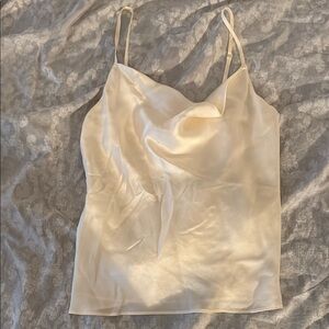 INTERMIX Cream Cowl Neck Camisole with Spaghetti Straps (100% Silk)